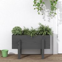 Plantenbak 62x30x38 cm massief grenenhout grijs