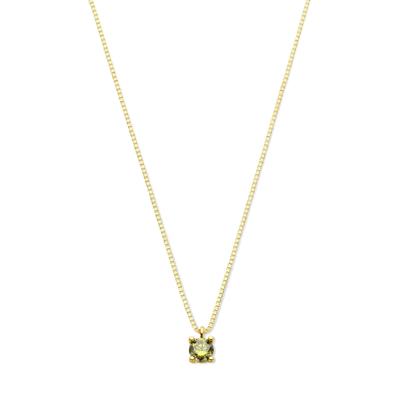 14k Geelgouden Collier met Geboortesteen - 42+2 cm, Karabijn