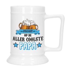 Bellatio Decoration Cadeau Bierpul voor papa - blauw - proost - keramiek - 530 ml - Vaderdag   -