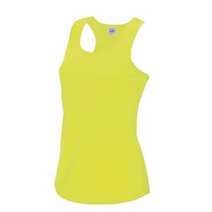 AWDis sport singlet voor dames - neon geel - mouwloos shirtje - polyester - lucht doorlatend