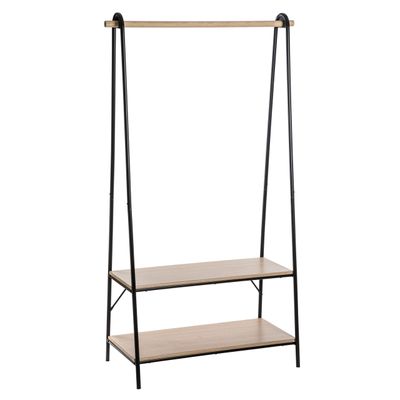 Kledingrek - Metaal - Garderobe rek - Planken en Kledingstang - Zwart - 95,5x46,5x165cm