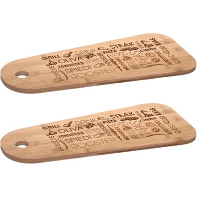 Secret de Gourmet Serveerplank - 2x - bamboe - tapas - 45 x 19 cm - tapas