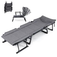 Campingbed 3-in-1 Opvouwbare Ligstoel Veldbed en Klapstoel Tuinstoel met Verstelbare Rugleuning en Hoofdsteun