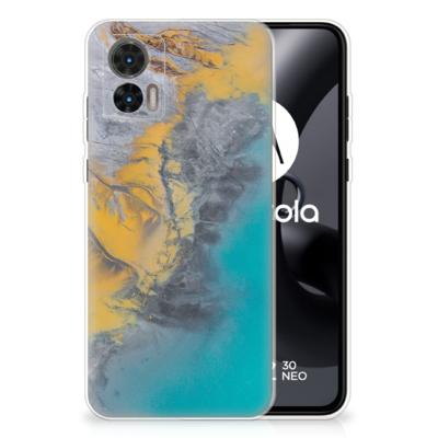 Motorola Edge 30 Neo | TPU | Siliconen hoesje | Marble Blue Gold