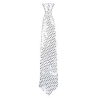 Verkleed stropdas met pailletten zilver 40 cm - Verkleedstropdassen - thumbnail