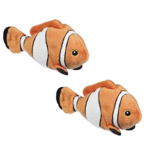 Set van 2x stuks knuffels clownvis oranje/wit 13 cm