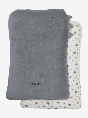 Set met 2 hoezen voor aankleedkussen met dieren van badstof meerkleurig