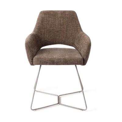 Jesper Home Yanai eetkamerstoel Checked Chestnut beehive steel