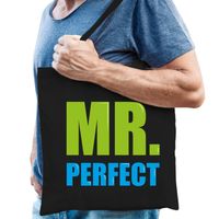 Mr. perfect cadeau tas zwart voor heren - Feest Boodschappentassen - thumbnail