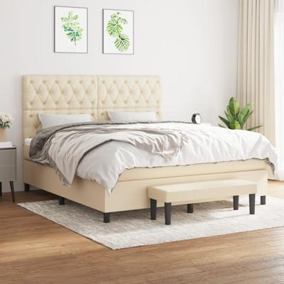 Boxspring met matras stof crèmekleurig 160x200 cm