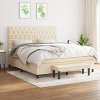 Boxspring met matras stof crèmekleurig 160x200 cm
