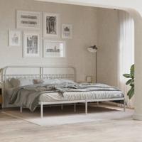 Bedframe met hoofdbord metaal wit 193x203 cm