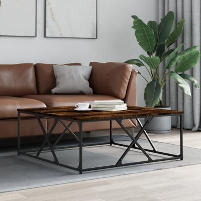 Salontafel 100x100x40 cm bewerkt hout gerookt eikenkleurig