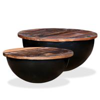 2-delige Salontafelset komvormig massief gerecycled hout zwart - thumbnail