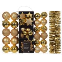 Kerstversiering- goud - kerstballen, ornamenten, slinger - kunststof - Kerstbal