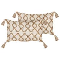 Beliani - INCANA - Sierkussen set van 2 - Beige - 30 x 50 cm - Katoen