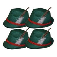 Funny Fashion set van 4x stuks bayern Oktoberfest feesthoedjes groen met veertje