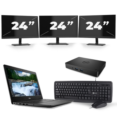 Dell Latitude 3490 - Intel Core i3-8e Generatie - 14 inch - 8GB RAM - 256GB SSD - Windows 11 + 3x 24 inch Monitor