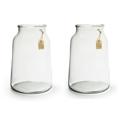 2x stuks transparante Eco taps toelopende vaas/vazen van glas 35 x 17 cm