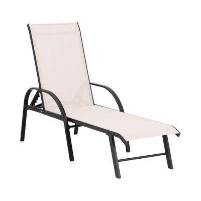 ligstoel - beige - aluminium frame - verstelbare rugleuning