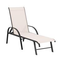 ligstoel - beige - aluminium frame - verstelbare rugleuning