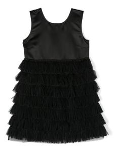 TWINSET Kids robe courte en tulle à franges - Noir