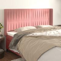 Hoofdbord met randen 183x16x118/128 cm fluweel roze