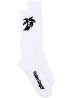 Palm Angels chaussettes en coton à logo en jacquard - Blanc
