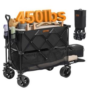 VEVOR handkar 1320 x 565 x 1065 mm kinderwagen gemaakt van 600D Oxford stof met PVC coating strandwagen waterdicht, UV-bestendig max. 102 kg draagvermogen transportwagen uitrustingswagen handkar