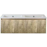 Frozen 3D Badmeubelset 120 cm - Greeplijst in Kleur - French Oak - Keramische Wastafel Wit Zonder Kraangat