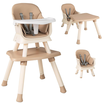 6-in-1 Babyhoogstoel Hoogstoel & Eetstoel & Leerstoel Babystoel Combihoogstoel Koffie