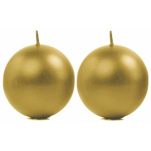 Bolvormige kaarsen - 2x - goud - Dia 8 cm - 20 branduren - Sfeerkaarsen