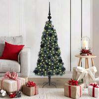 VidaXL Kunstmatige vorstverlichte kerstboom met bal set groen 120 cm