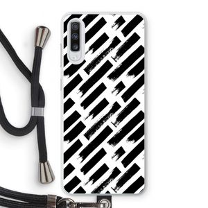 Zwarte vegen: Samsung Galaxy A70 Transparant Hoesje met koord