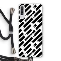 Zwarte vegen: Samsung Galaxy A70 Transparant Hoesje met koord