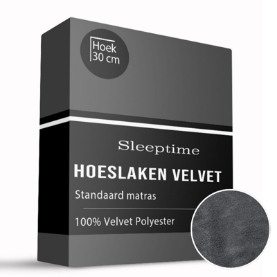 Hoeslaken - Velvet - Antraciet - 180x200cm - Antraciet - Sleeptime - Dekbed-Discounter.nl