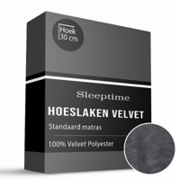 Hoeslaken - Velvet - Antraciet - 180x200cm - Antraciet - Sleeptime - Dekbed-Discounter.nl