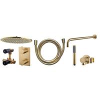 Regendouche set Wiesbaden Caral | Inbouw | Thermostaatkraan | 2-weg | Rond | geborsteld messing