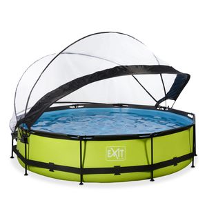 EXIT Lime zwembad ø360x76cm met overkapping en filterpomp - groen