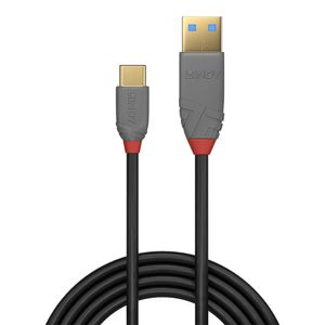 Lindy 36885 0.5m USB A USB C Mannelijk Mannelijk Zwart, Grijs USB-kabel