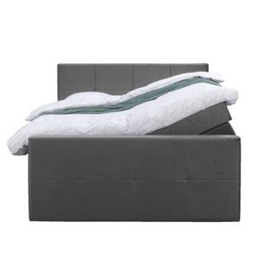 Boxspring met opbergruimte en voetbord Liv geblokt - grijs - 140x200cm - Leen Bakker