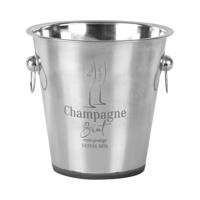 Champagne & wijnfles koeler/ijsemmer - zilver - rvs - 22 x 21 cm - De luxe model