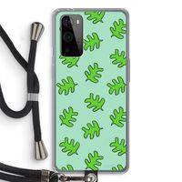 Groene blaadjes: OnePlus 9 Pro Transparant Hoesje met koord