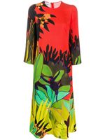 Valentino Garavani robe mi-longue Monkey Forest - Rouge