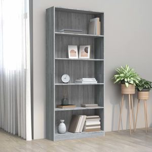 Boekenkast 80x24x175 cm bewerkt hout grijs sonoma eikenkleurig