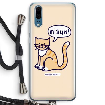 Miauw: Huawei P20 Transparant Hoesje met koord