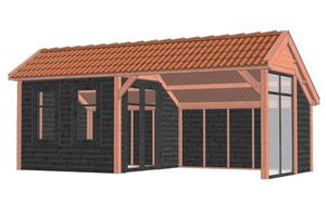 Trendhout Kapschuur De Deel 680x340 cm - Combinatie 1- Kapschuurdak- Onbehandeld lariks Douglas hout- Trendhout