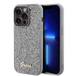 iPhone 15 Pro Guess Disco Metal Script Logo Cover - Zilver