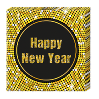 Servetten Happy New Year goud-zwart - thumbnail