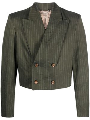 Charles Jeffrey Loverboy blazer crop à fines rayures - Vert
